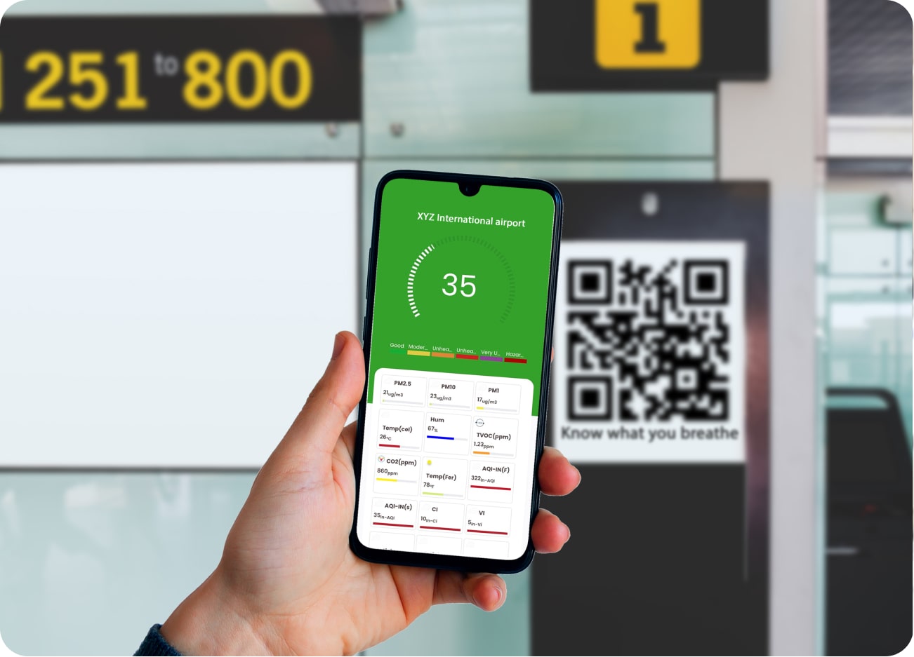 aqi monitor data qr code scan for fitness center