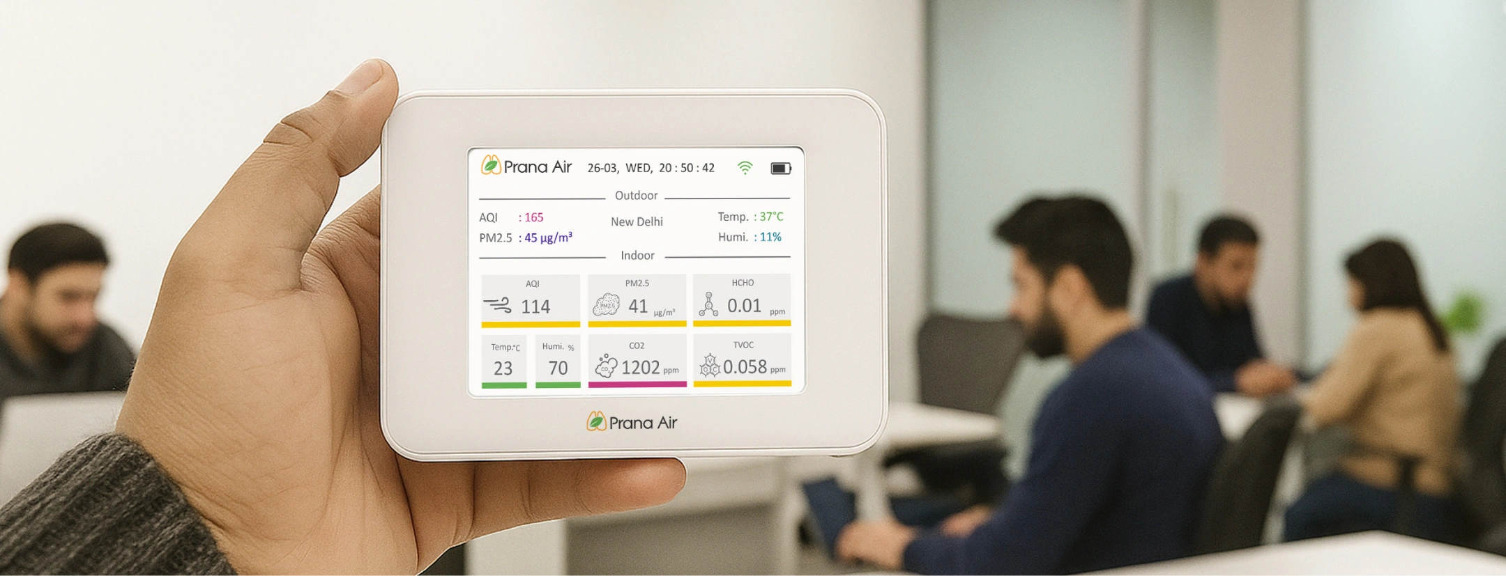 prana air cair indoor air quality monitor in office